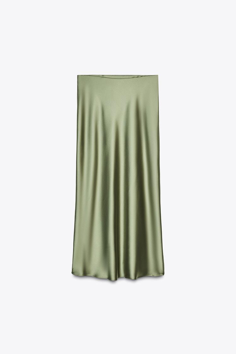 SATIN MIDI SKIRT