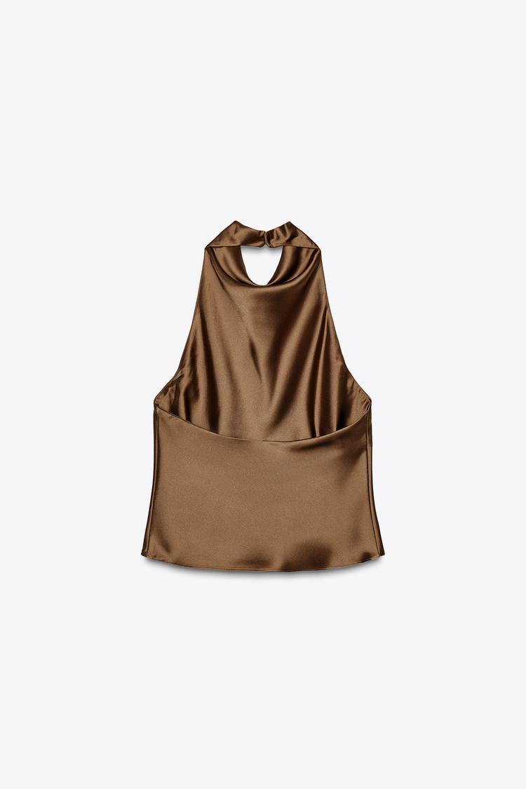 SATIN HALTER TOP