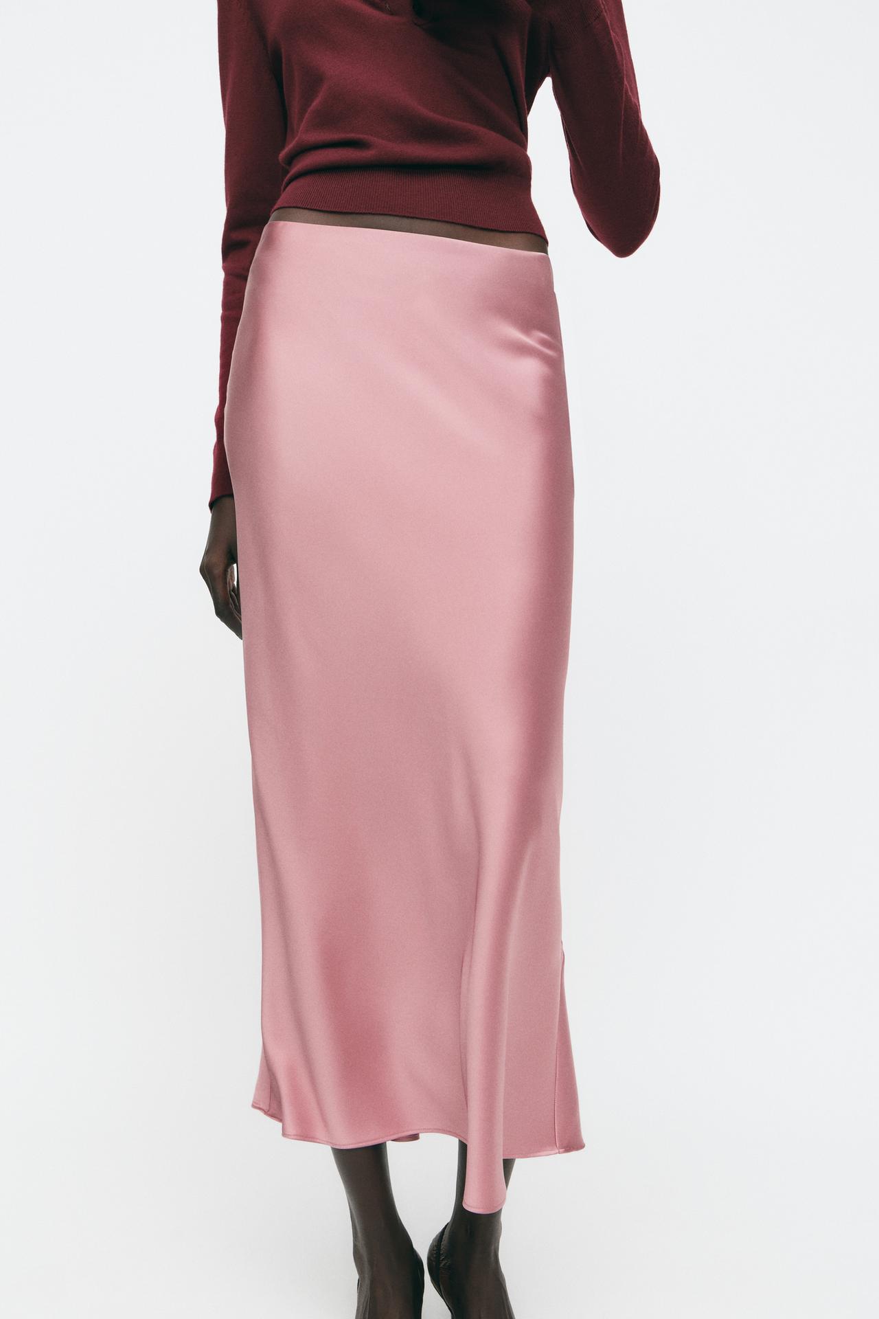 SATIN MIDI SKIRT