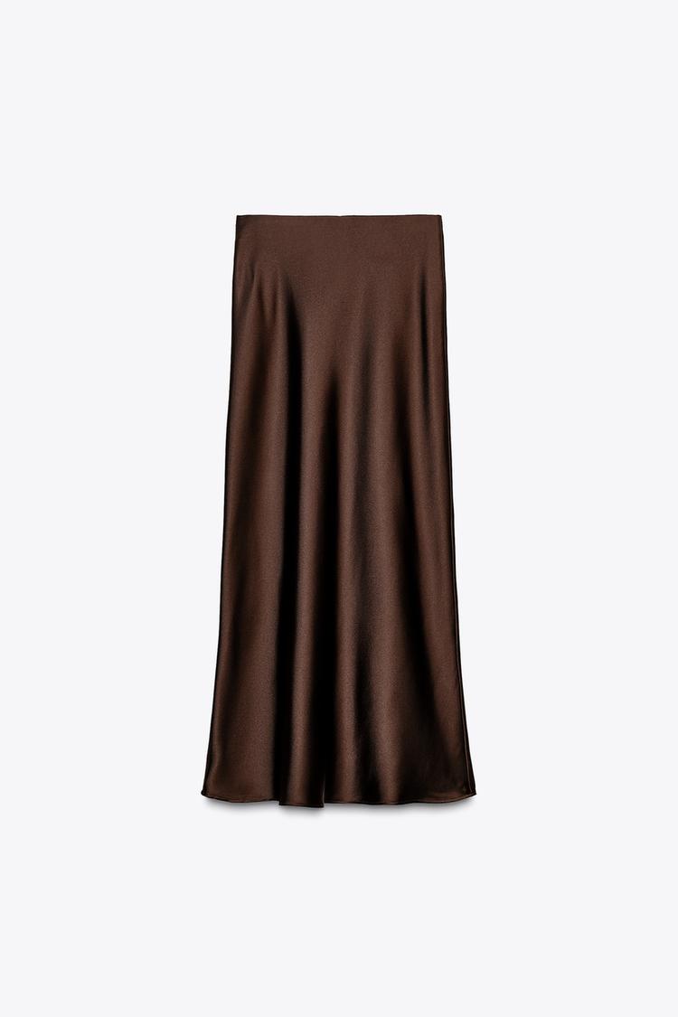 SATIN MIDI SKIRT