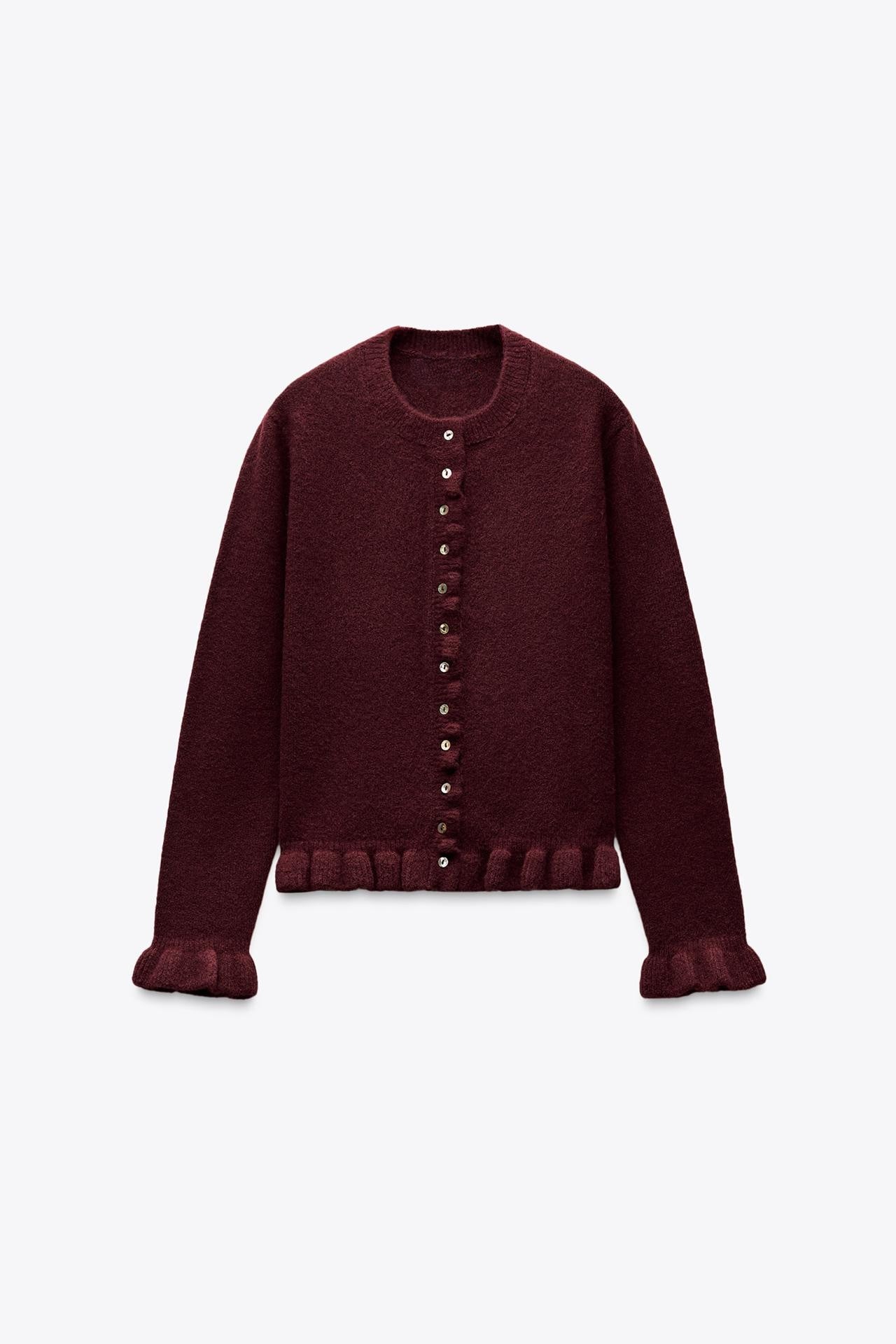 RUFFLED KNIT CARDIGAN