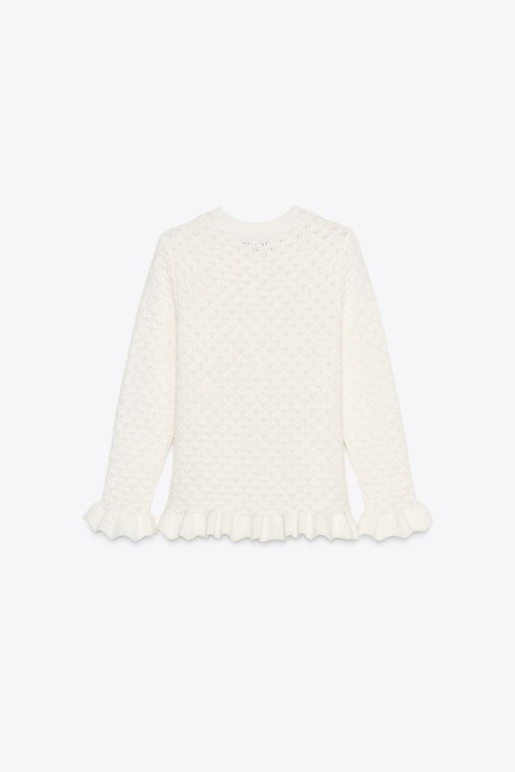 RUFFLED KNIT CARDIGAN