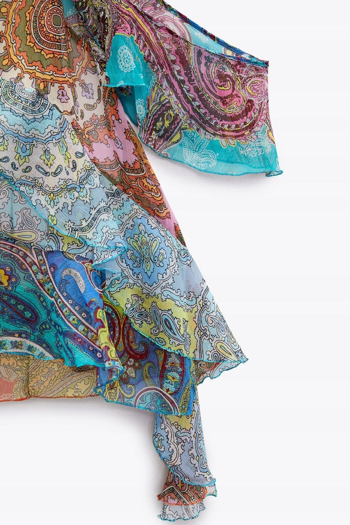 PATCHWORK RUFFLE TOP