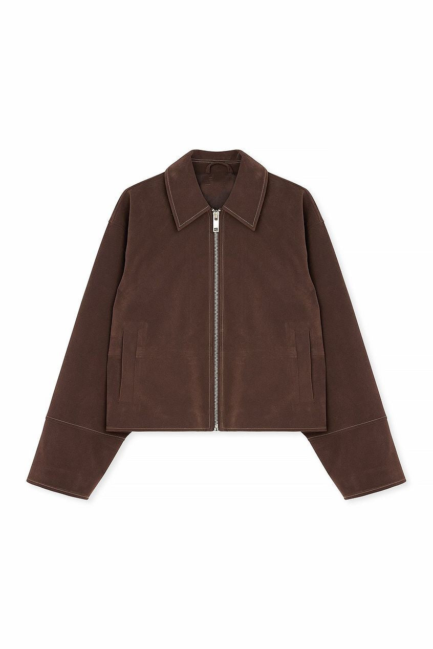 FAUX SUEDE ZIP JACKET