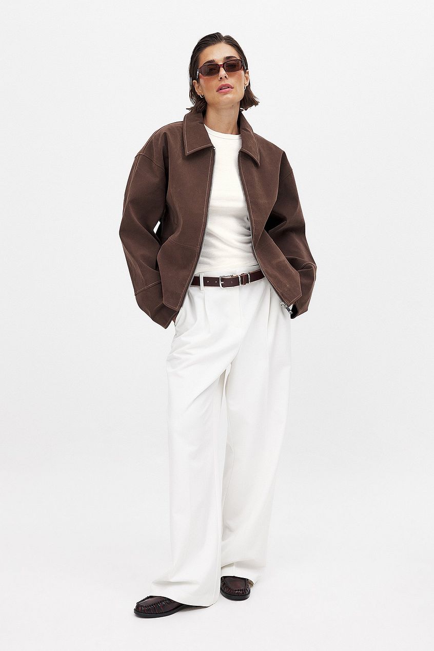 FAUX SUEDE ZIP JACKET