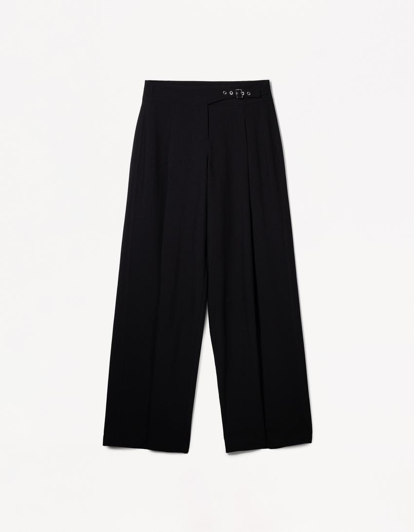 PLEATED BELTED TROUSERS