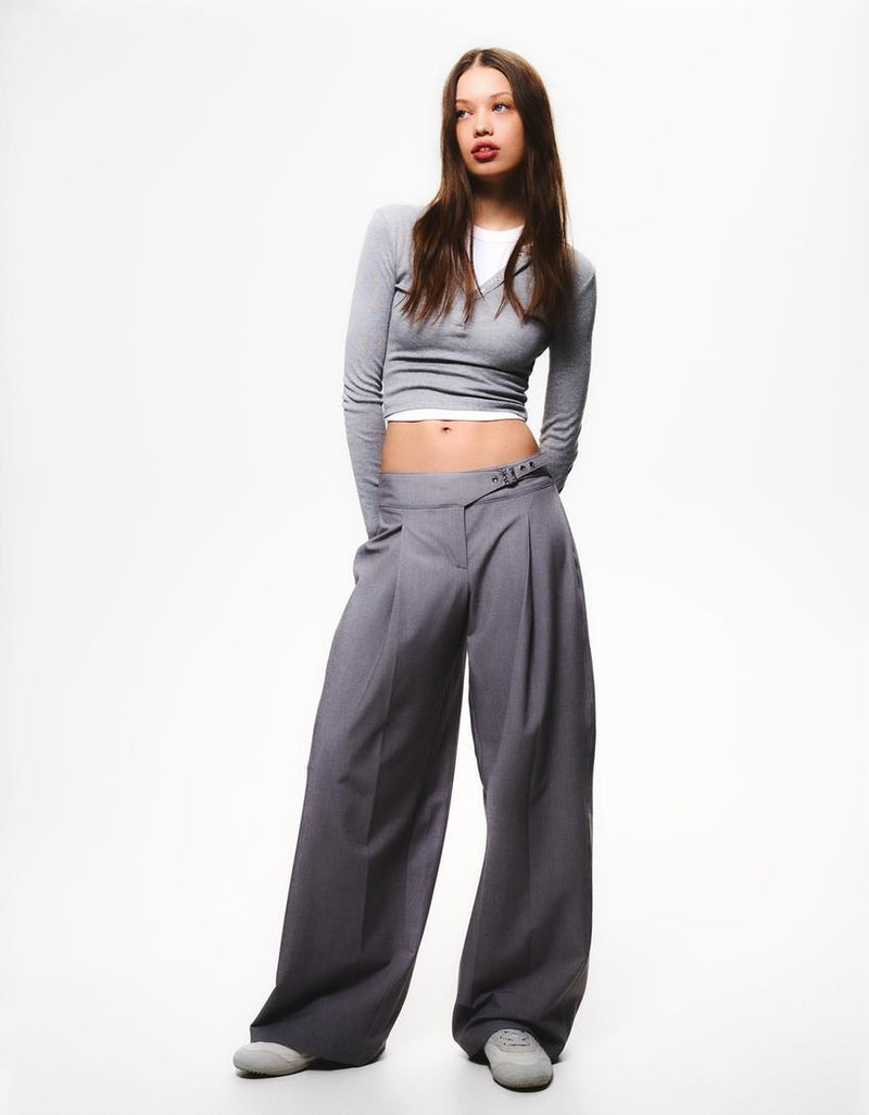 PLEATED BELTED TROUSERS