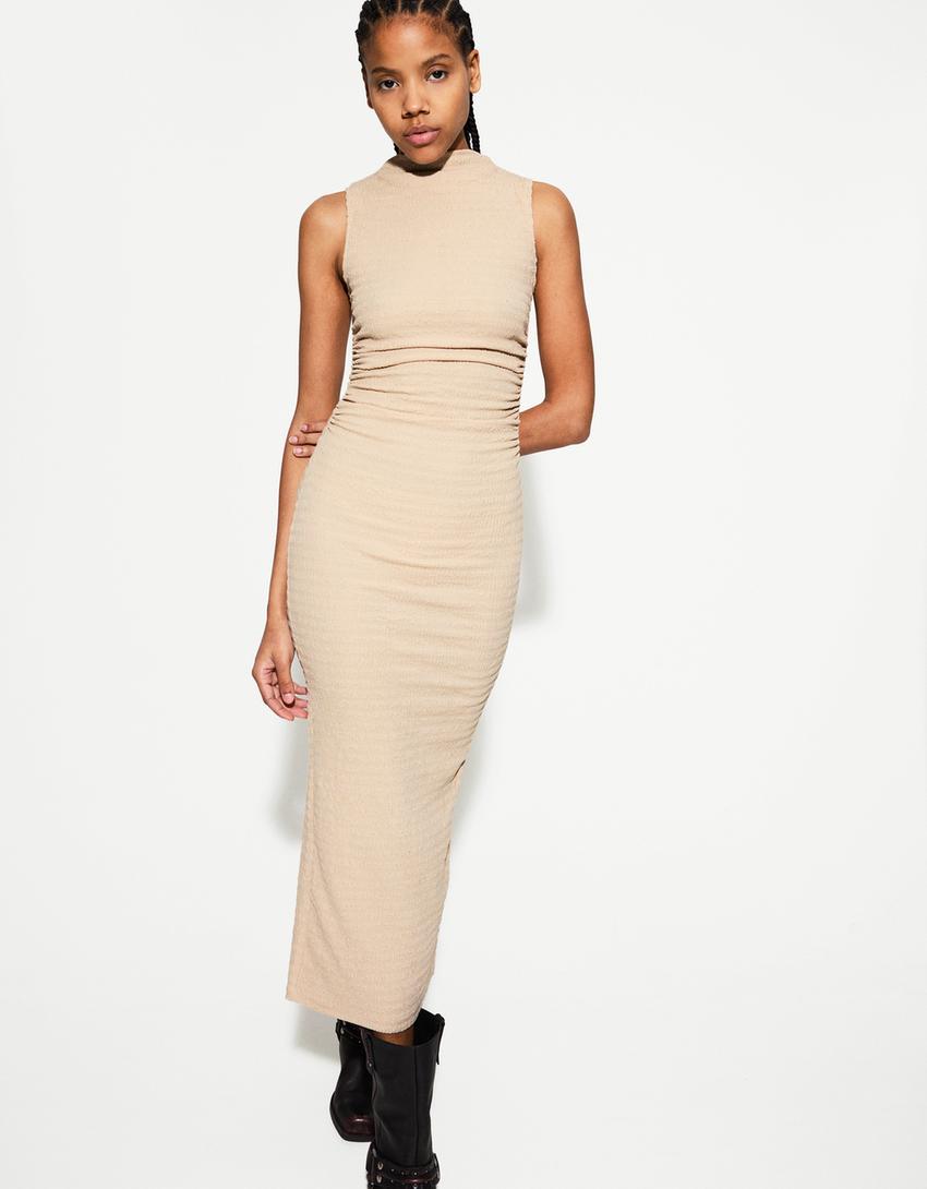 TEXTURED MIDI DRESS