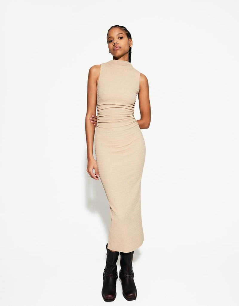 TEXTURED MIDI DRESS