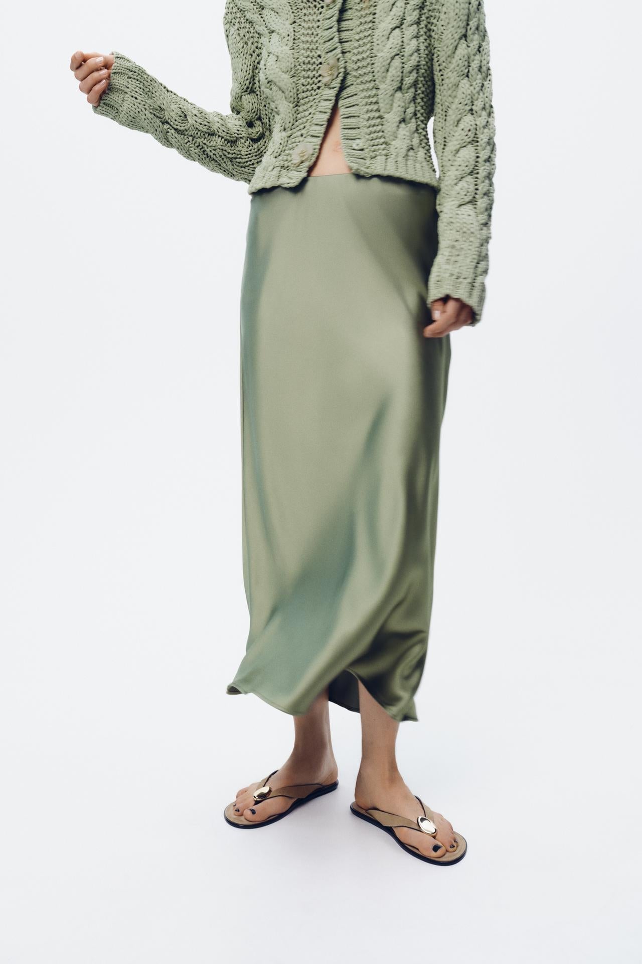 SATIN MIDI SKIRT