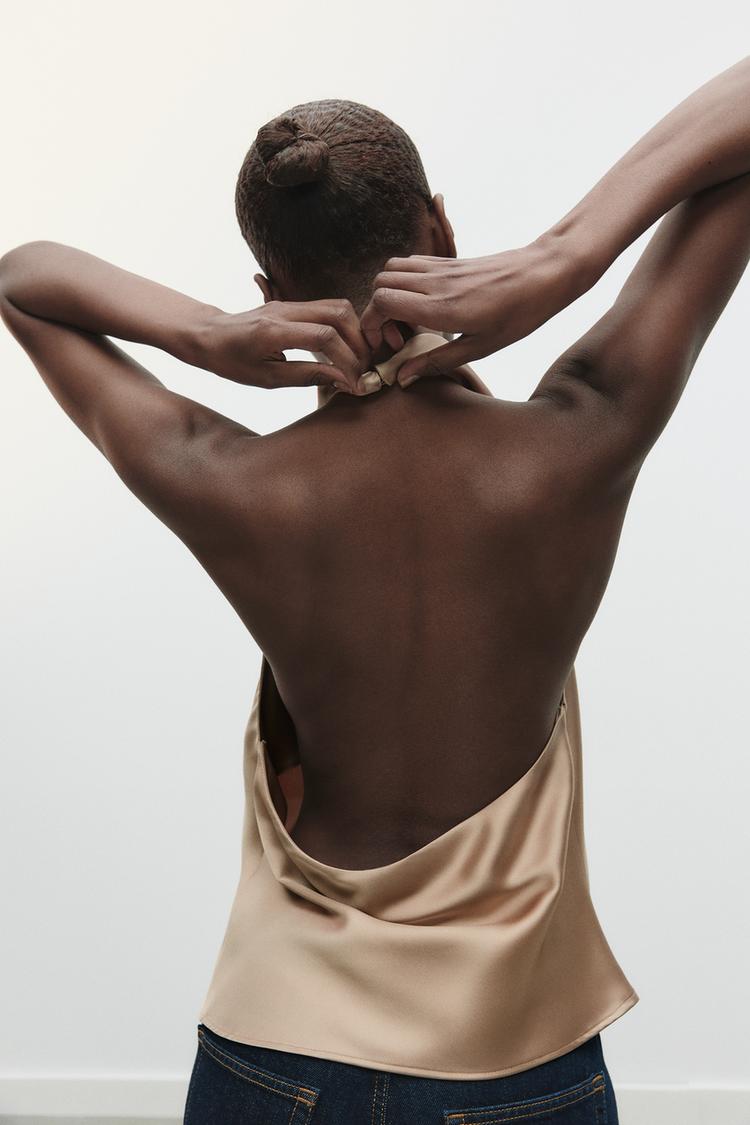 SATIN HALTER TOP