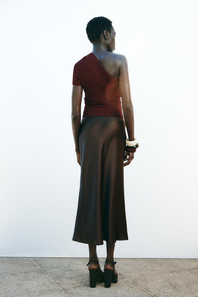 SATIN MIDI SKIRT