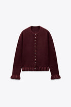 RUFFLED KNIT CARDIGAN