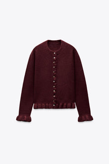 RUFFLED KNIT CARDIGAN