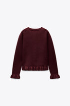 RUFFLED KNIT CARDIGAN