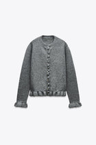 RUFFLED KNIT CARDIGAN