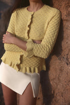 RUFFLED KNIT CARDIGAN