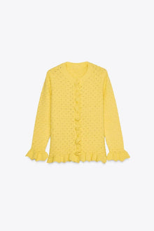 RUFFLED KNIT CARDIGAN