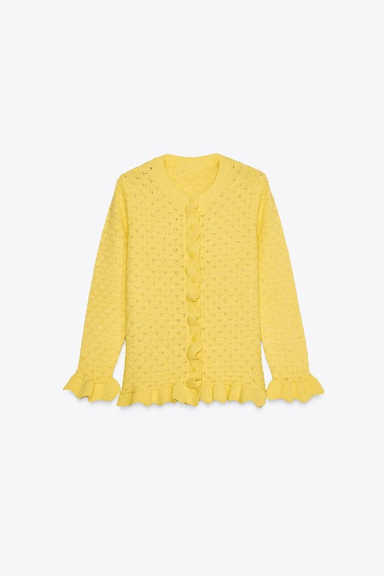 RUFFLED KNIT CARDIGAN