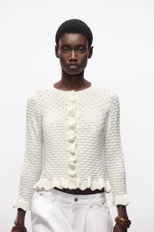 RUFFLED KNIT CARDIGAN