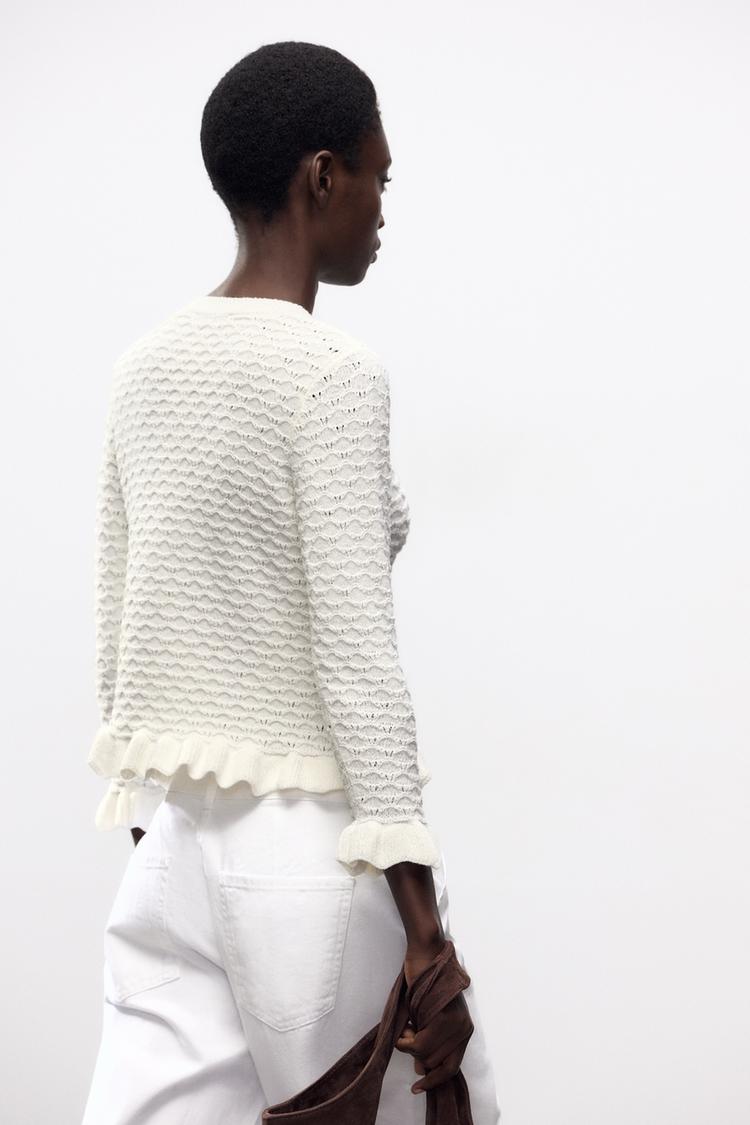 RUFFLED KNIT CARDIGAN