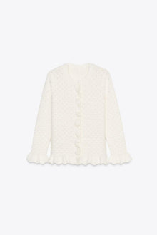 RUFFLED KNIT CARDIGAN