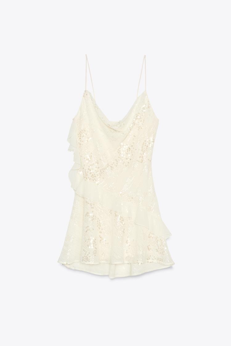 SEQUIN RUFFLE DRESS