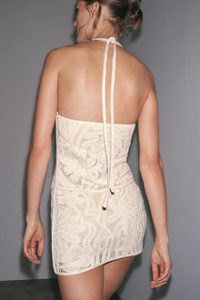 EMBROIDED HALTER DRESS