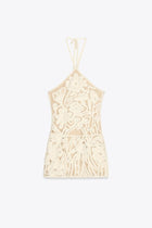 EMBROIDED HALTER DRESS