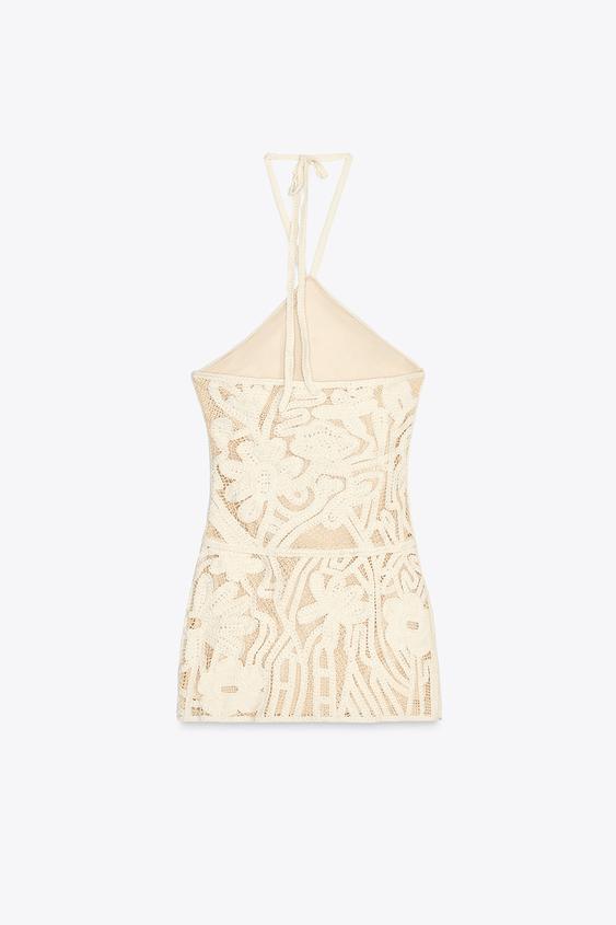 EMBROIDED HALTER DRESS