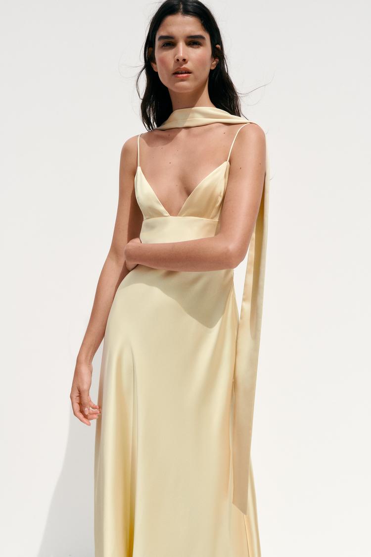 FOULARD SATIN MAXI DRESS
