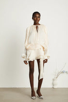 PLEATED RUFFLE MINI DRESS