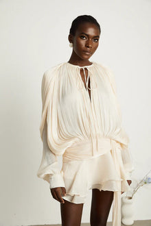 PLEATED RUFFLE MINI DRESS