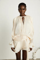 PLEATED RUFFLE MINI DRESS