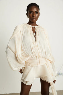 PLEATED RUFFLE MINI DRESS