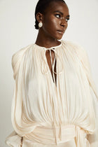 PLEATED RUFFLE MINI DRESS