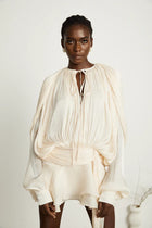 PLEATED RUFFLE MINI DRESS