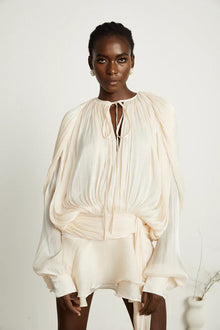 PLEATED RUFFLE MINI DRESS