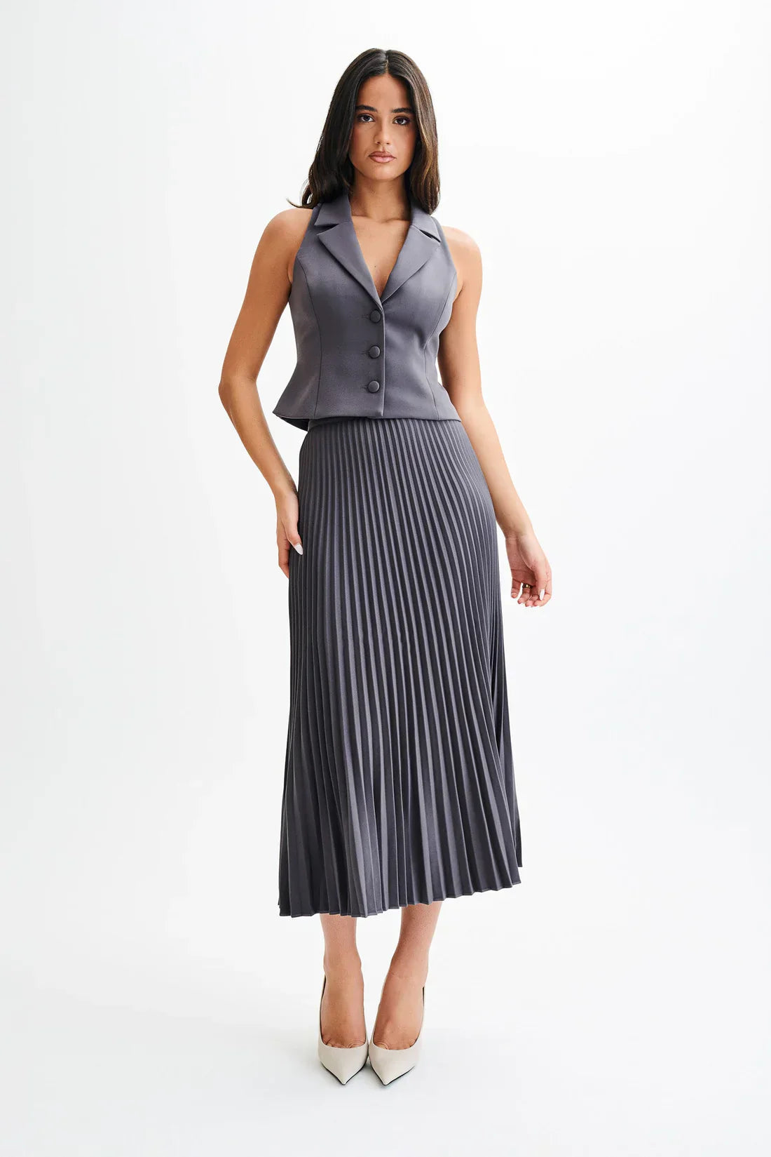 PLEATED MIDI SKIRT