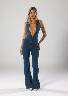 NAVY DENIM JUMP SUIT