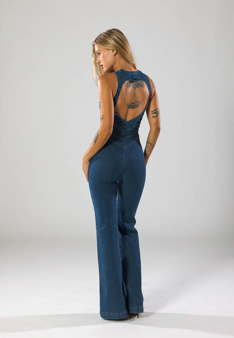 NAVY DENIM JUMP SUIT