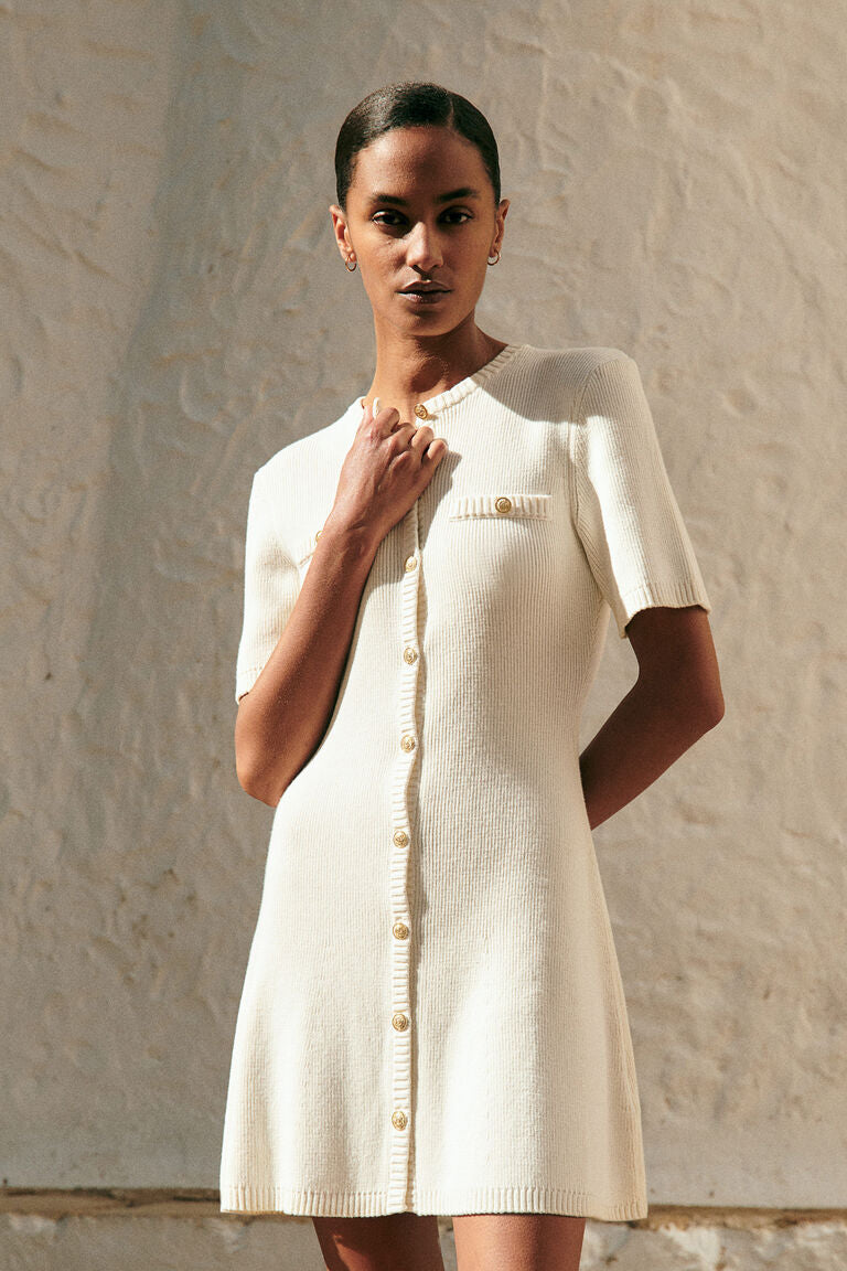 KNIT BUTTON DRESS