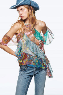PATCHWORK RUFFLE TOP