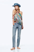 PATCHWORK RUFFLE TOP