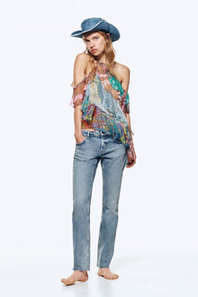 PATCHWORK RUFFLE TOP