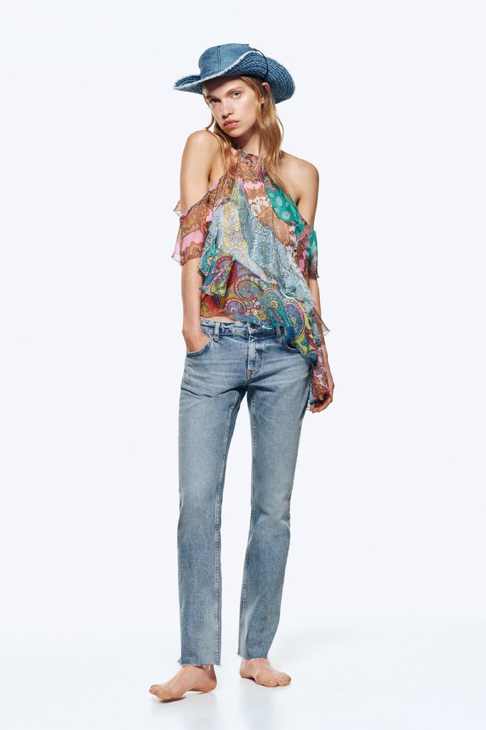 PATCHWORK RUFFLE TOP