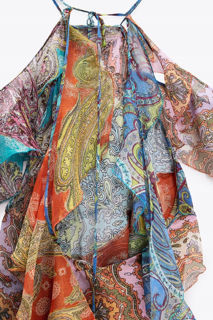 PATCHWORK RUFFLE TOP