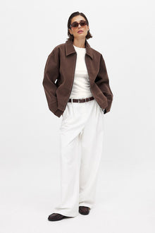 FAUX SUEDE ZIP JACKET