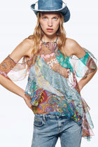 PATCHWORK RUFFLE TOP