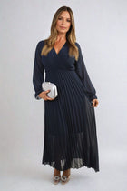 PLEATED V-NECK MAXI